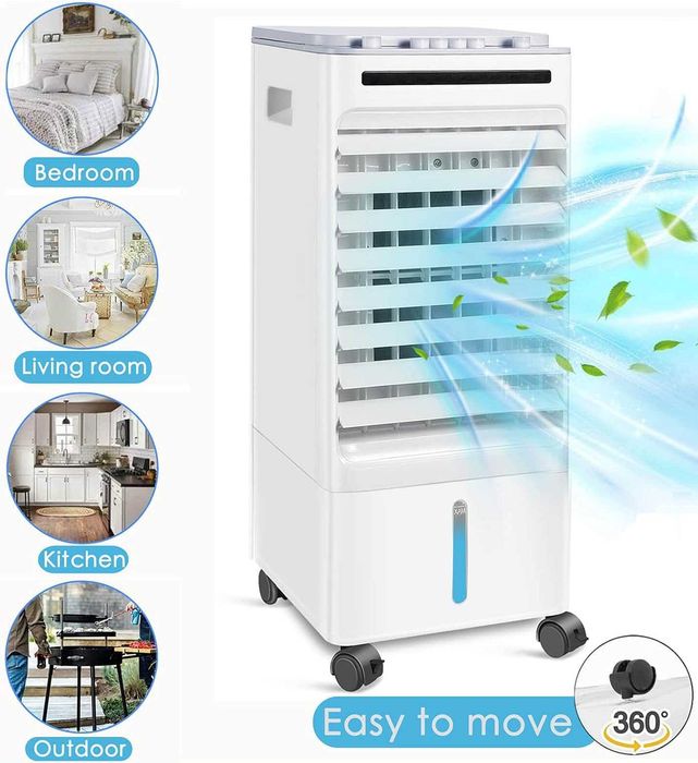 Racitor Aer Portabil SONBION 4 in 1 Ventilator Umidificator Purificator Rezervor 5L 3 Viteze Silentios 50dB Clima Mobila Casa Birou 4 Pastile Gheata