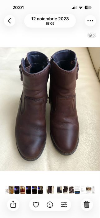 Botine din piele toc mediu