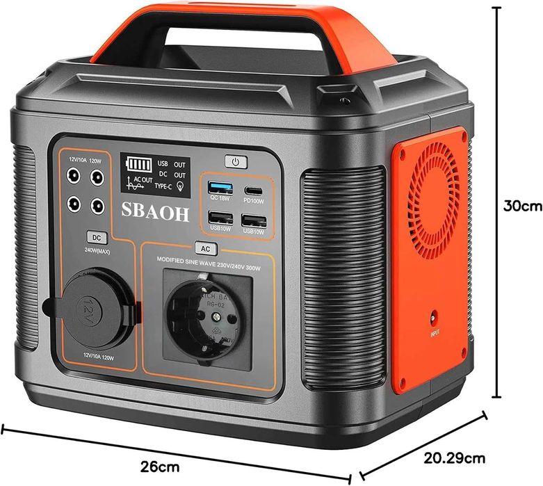 Намален 50% - Преносима Захранваща Станция SBAOH 300W/296Wh – Соларен