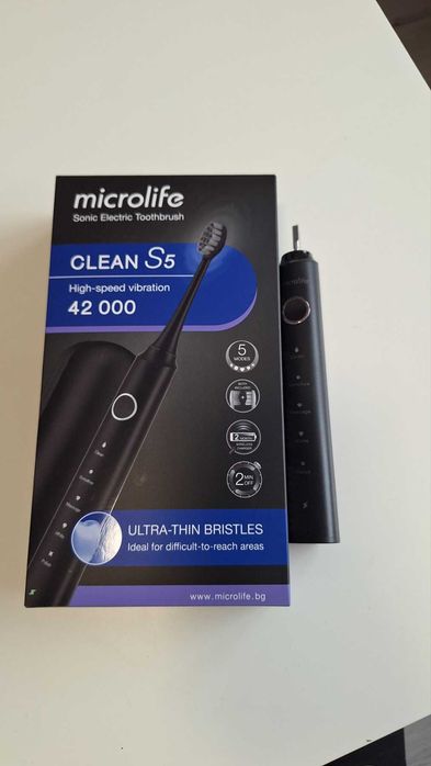 2бр Microlife Clean S3 и S5 Звукова електрическа четка за зъби черна