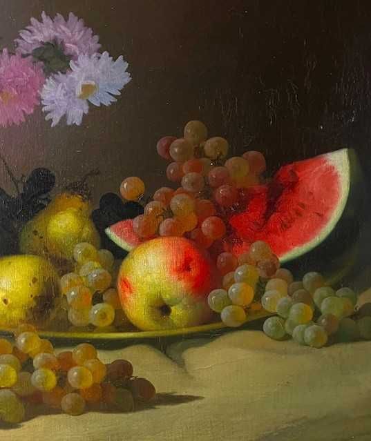 "Natura moarta cu flori si fructe" - ulei/panza, AUTENTIC, semnat Sandor NANDORY, cotat Artmark, dimensiuni 100x80cm(80x60 cm