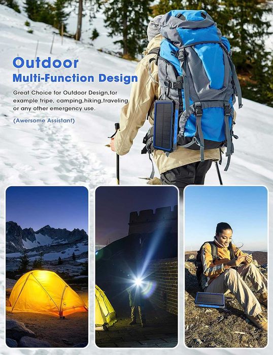 Мощна соларна батерия Solar Power Bank 36000mAh DJROLL  Qi