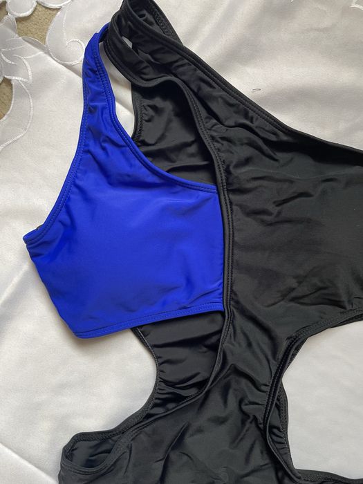 Costum de baie intreb negru albastru Marime M