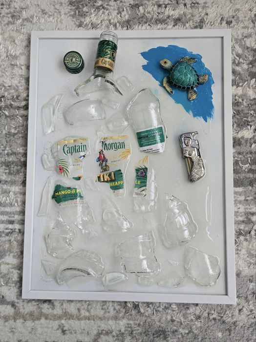 Tablou Artizanal din Sticla Sparta cu Rasina