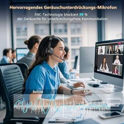 Нови безжични Слушалки с микрофон за офис, компютър и мобилен телефон