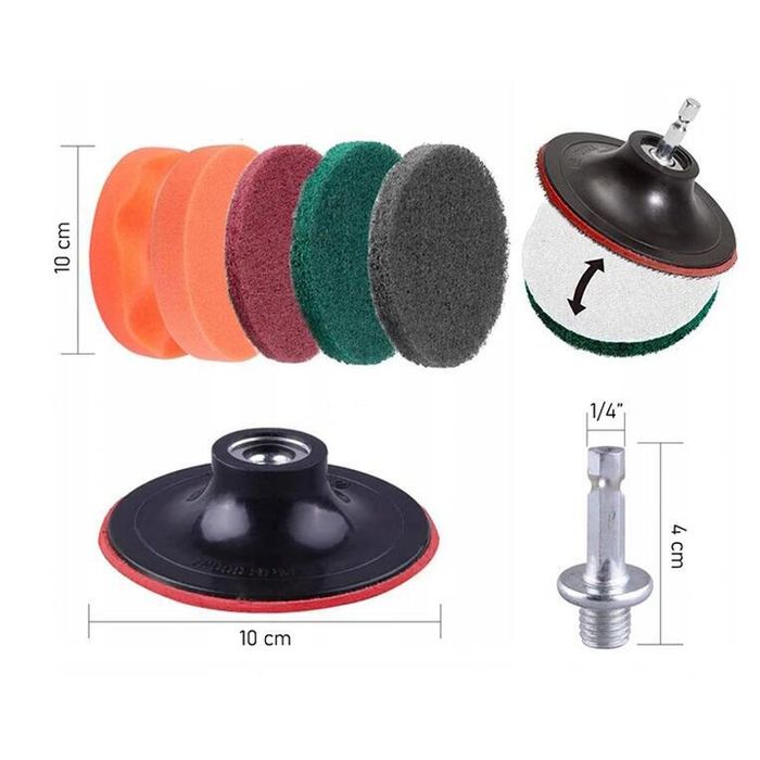 Set perii de curatare si discuri de lustruit pentru bormasina, 1/4" 23