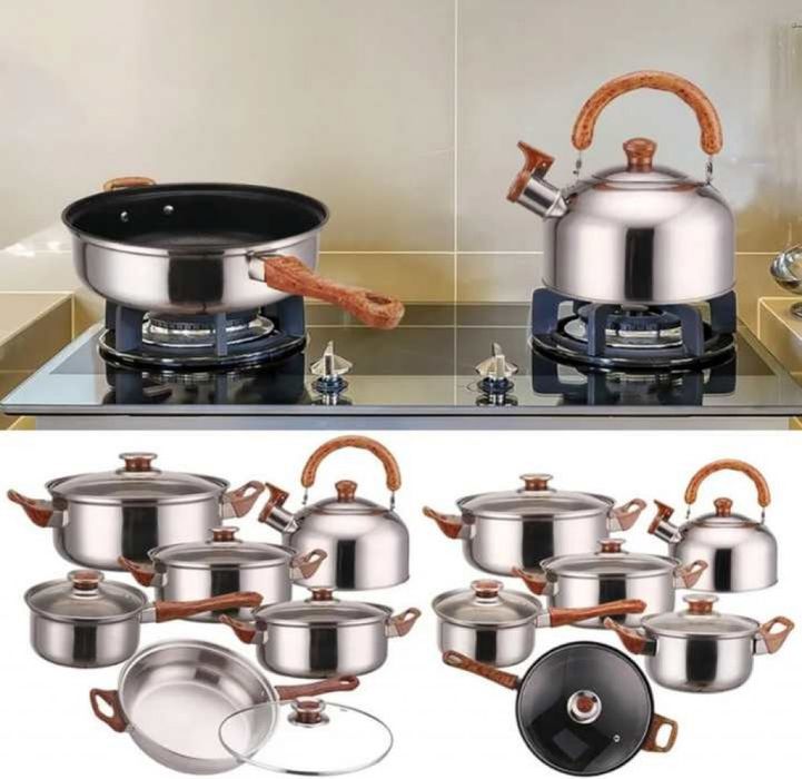 Кухненски комплект за готвене с охлаждащи дръжки, 12 части