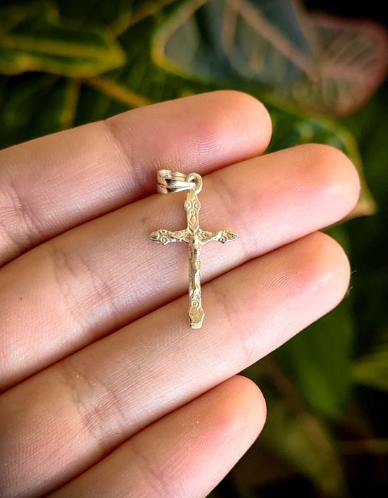 Златен Православен кръст, 14 карата плътно злато, подарък за кръщене