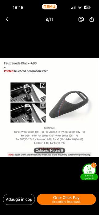 Manșon/Protecție Mâner Schimbător Viteze Auto pentru BMW