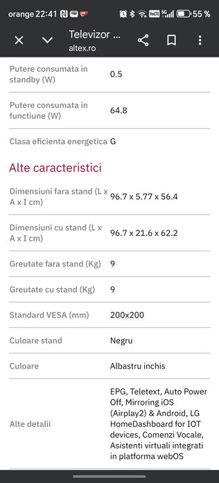 TV LG Ultra HD 108 cm