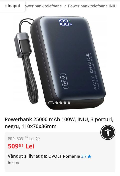 Portabila Iniu 2000mAh Sigilata