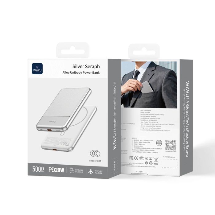 WiWU Silver Seraph 10000mAh / 5000mAh Ultra Thin 15W + PD 20W, CCC