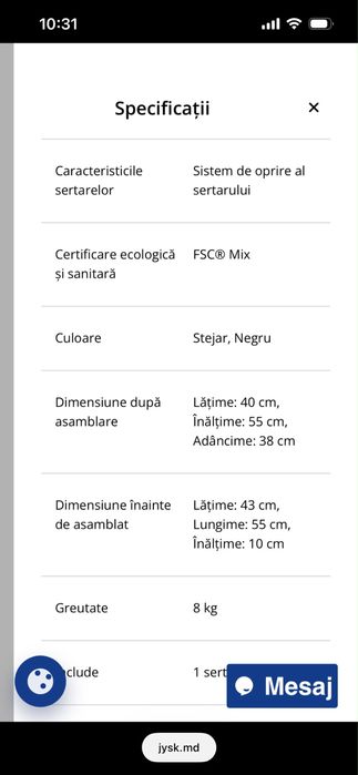 Noptiera cu 1 sertar