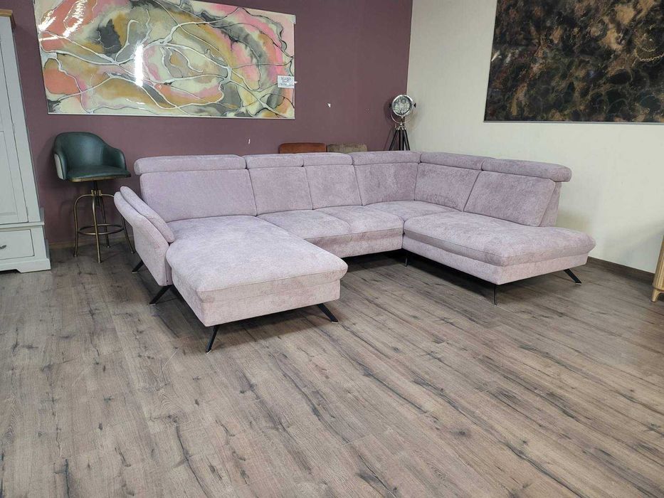 П- образен ъглов диван от плат MM-ZE1162 - цвят люляк