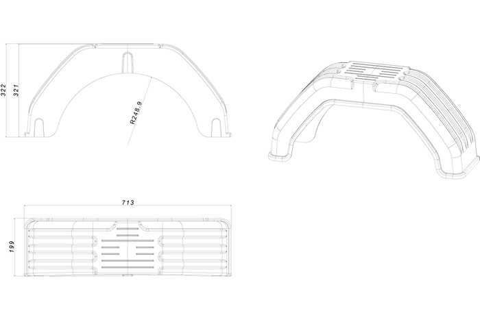 Пластмасов калник за ремарке 13-14 цола гуми, размер 71х32 см