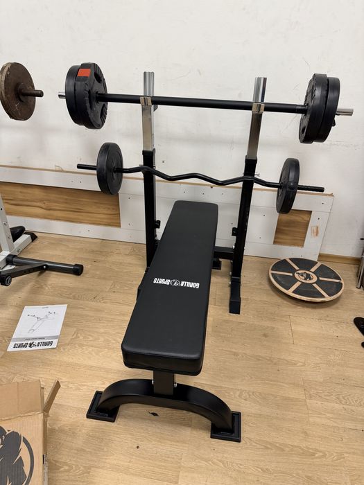 Banca fixa+ suport bara+haltera+bara z greutate totala 35 kg.Pret 1300