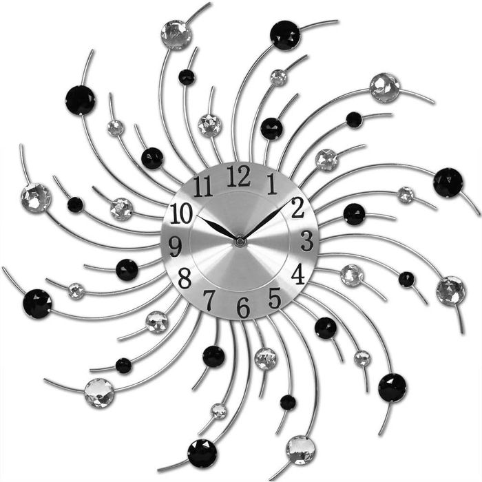 Стенен часовник с кристали , 50 см, Кварцов механизъм, Безшумен