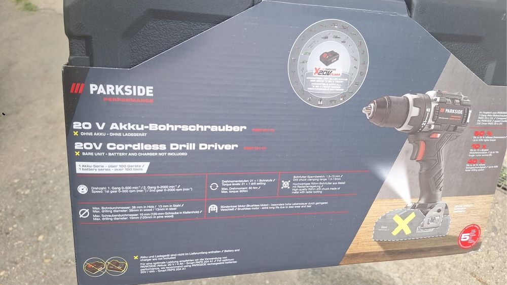 Mașină de găurit/înșurubat Parkside Performance 20V – Brushless