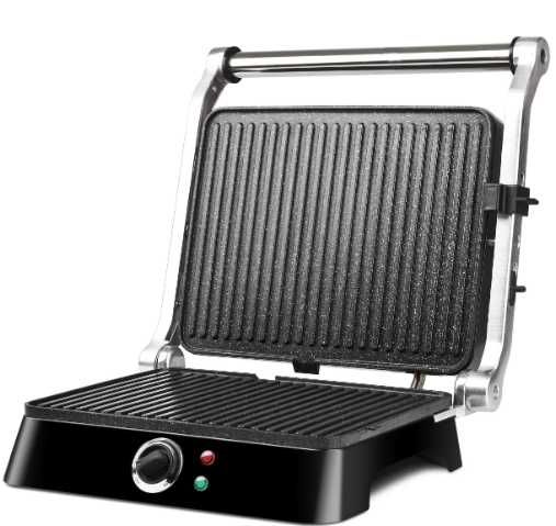 Gratar grill electric - contact grill - 2 zone de gătit - XL, inox -45% reducere