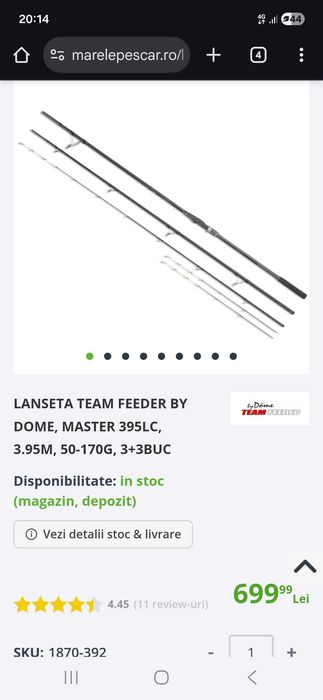 Lanseta Team Feeder by Dome, Master 395 LC 3,95 m, 50-175 grame