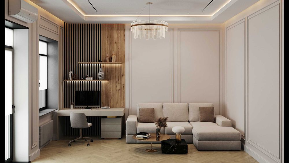 Дизайн интерьера  полным комплектом чертежей и 3D визуализаций