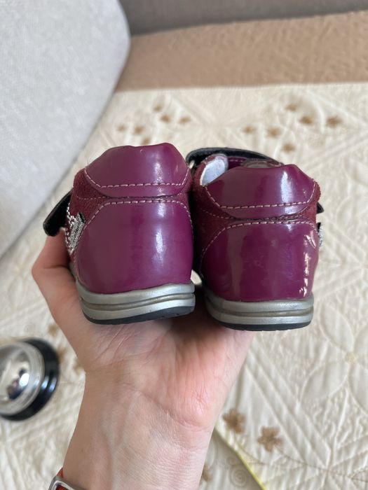 Pantofi ghetute mov Melania 21 piele naturala lacuita si intoarsa