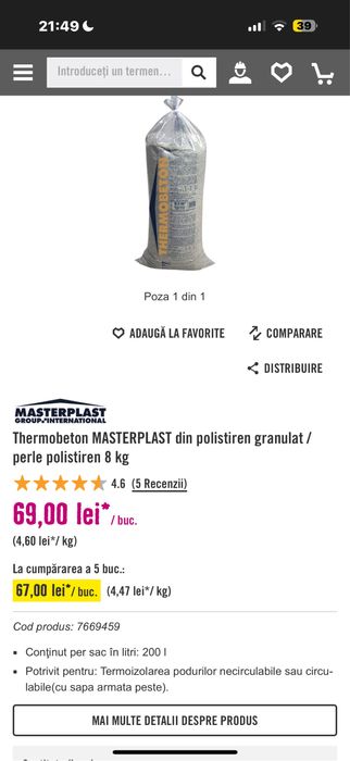 Termobeton perle polistiren sape usoare