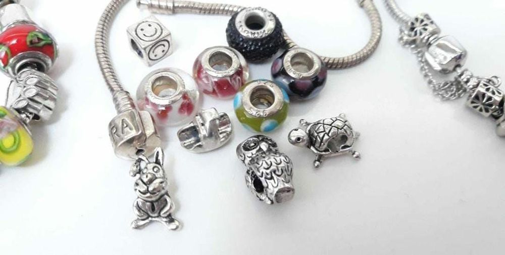 Charmuri bratara,trei bratari,diverse modele,placate cu argint,copii