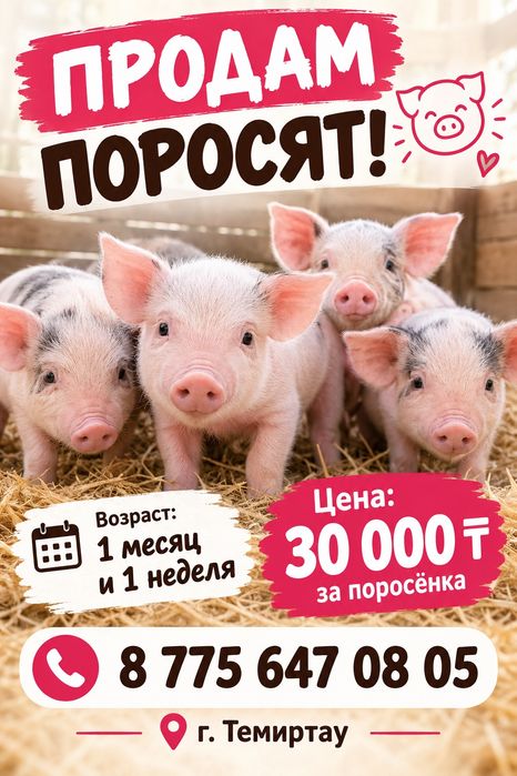 Продам поросят месячных