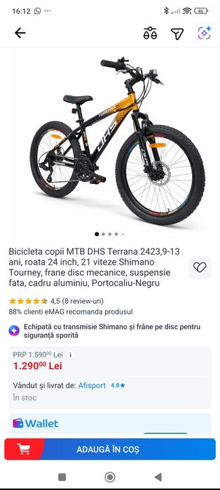 Bicicleta copii MTB DHS Terrana