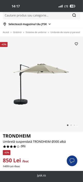 Umbrelă suspendata Trondheim