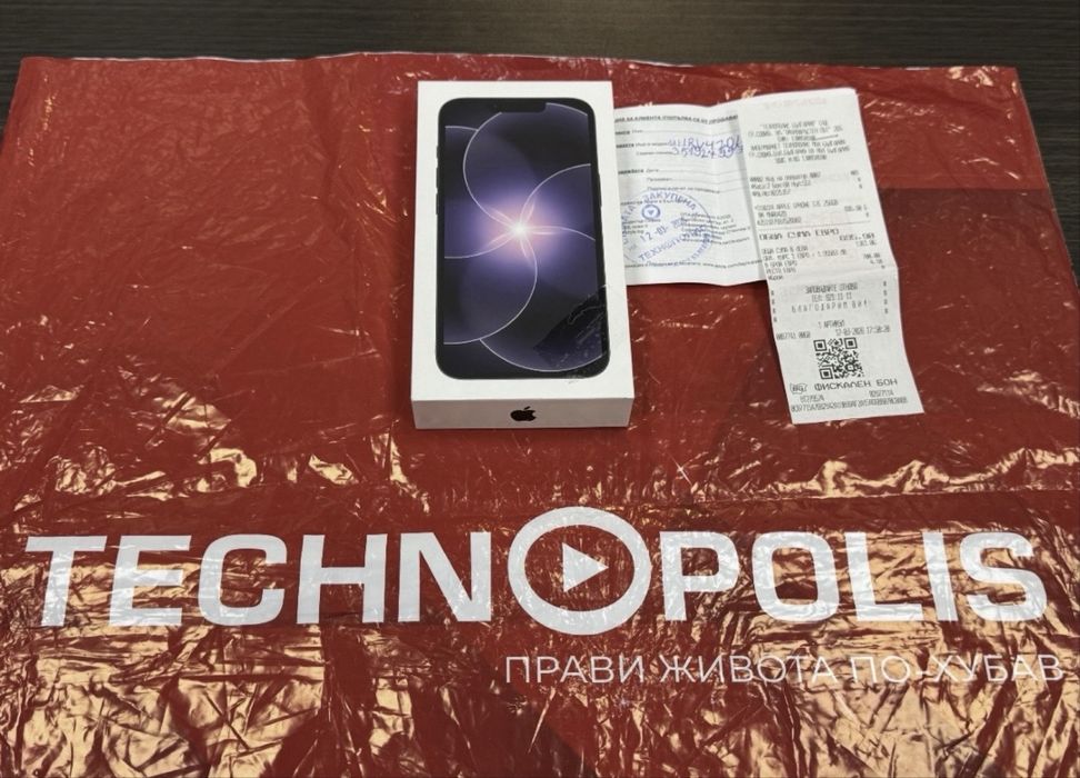 КАТО НОВ 256GB iPhone 17e Technopolis Гаранция 2028 Black