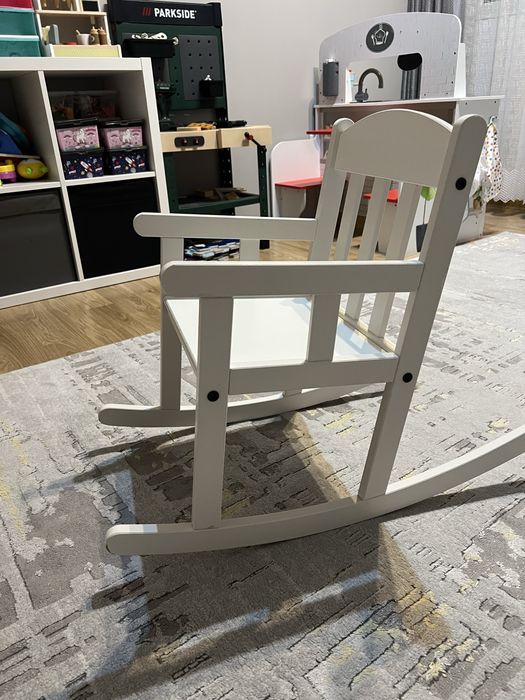 Scaun balansoar lemn alb Ikea