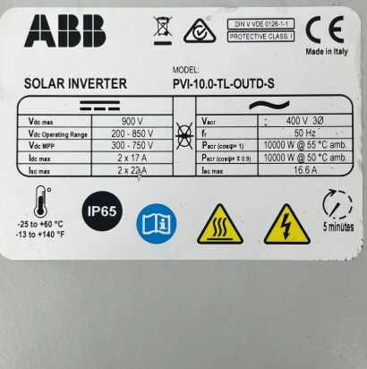 ABB Aurora PVI-10.0-TL-OUTD-S Solar Inverter | Three-Phase | 10 kW