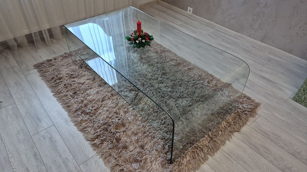 Masa din sticla cu etajera la nivel inferior 140x70x45