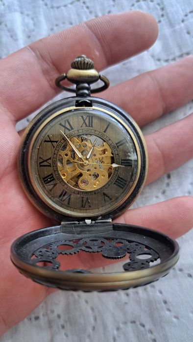 Ceas buzunar vintage mecanic skeleton