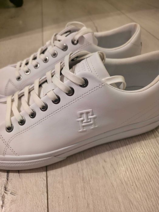 Pantofi sport Tommy Hilfiger low-cut de piele, Alb, 44