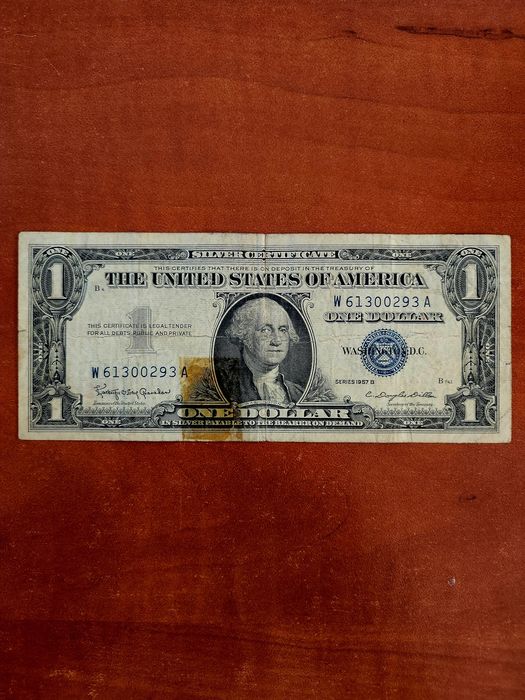 1 Dolar USA 1957A, blue, Silver Certificate.