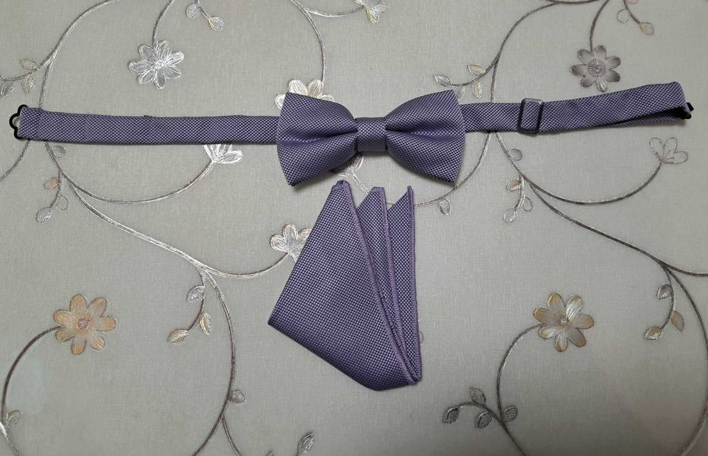 Лилава папийонка + кърпичка Теодор