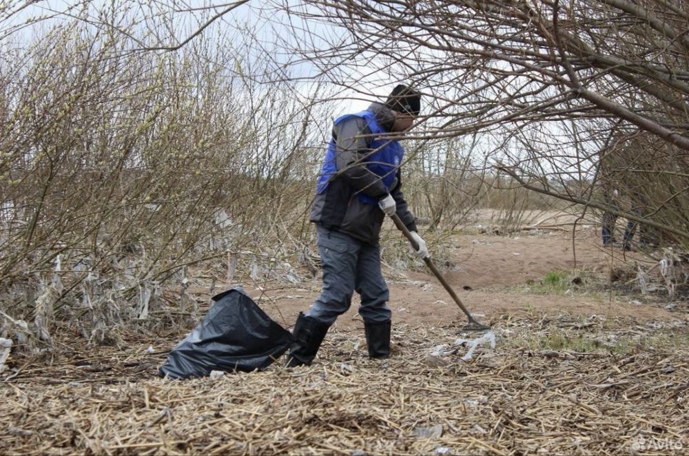 Бригада рабочих, уборка территории
