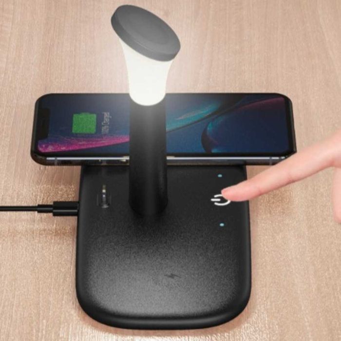 Безжично зарядно 3 в 1 + Лампа