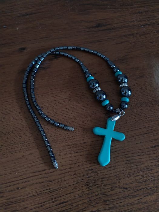 Ожерелье бирюзовое с крестом Турецкое