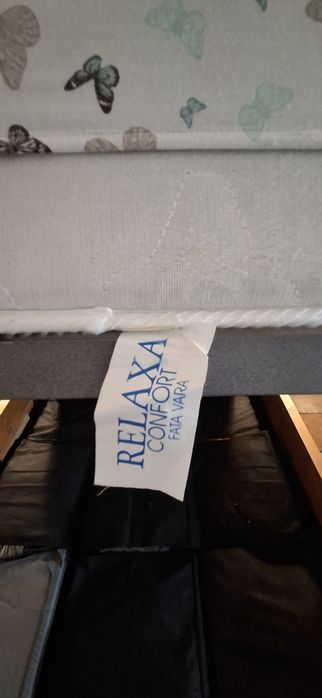 Pat cu somiera, saltea si topper 140cm x 200cm