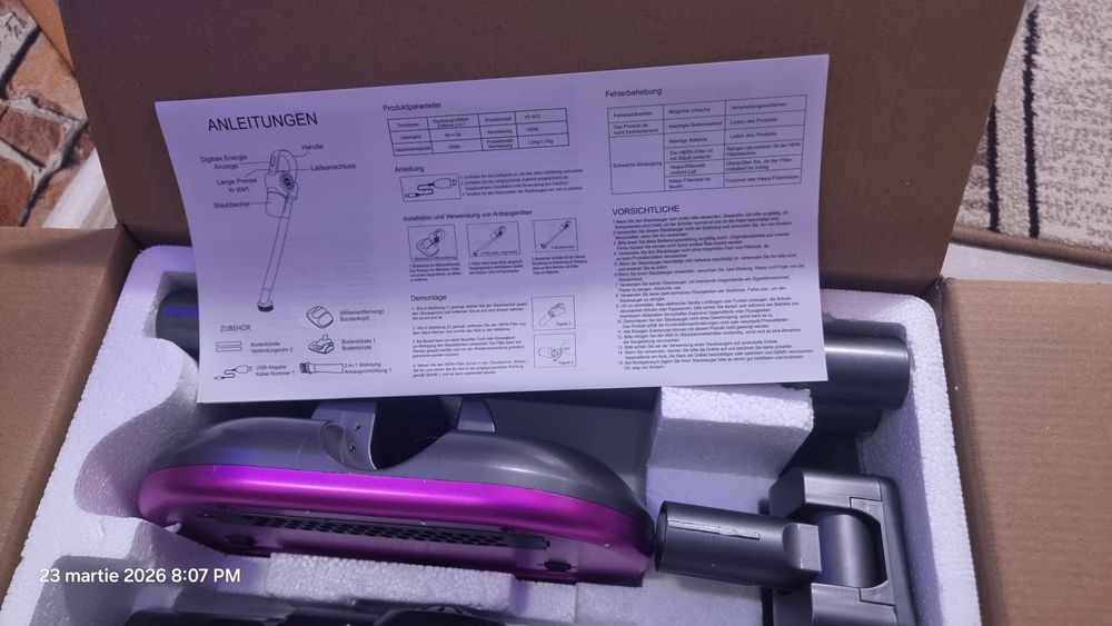 Aspirator  fara fir vertical 2 in 1