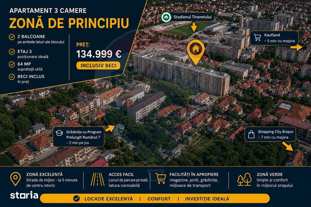 Apartament cu 3 camere de vânzare în zona Warthe