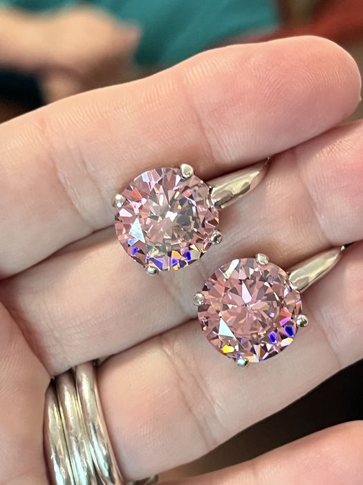 Cercei de argint masiv cu zirconia roz