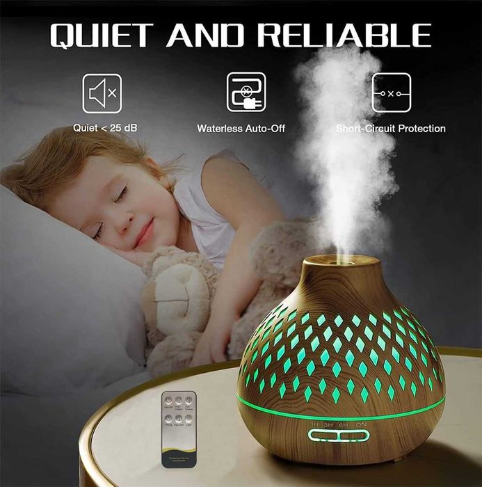 Junlic Aroma Diffuser 400 ml, ултразвуков овлажнител с осветление