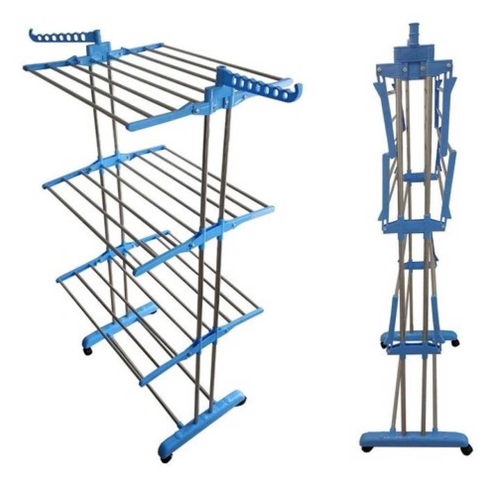 Сушилник за дрехи на колелца практична стойка за сушене на пране