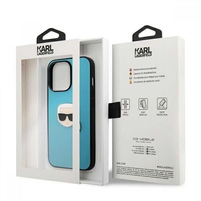 Гръб Karl Lagerfeld Leather Ikonik Karl`s Head Metal за iPhone 13, iPhone 13 Pro, iPhone 13 Pro MAX