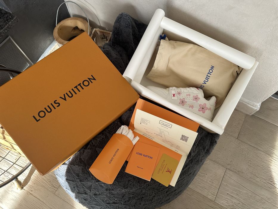Louis Vuitton LV Trainers Takashi Murakami White Flowers / Alb Roz